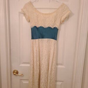 Handmade Vintage Green and White Lace Dress